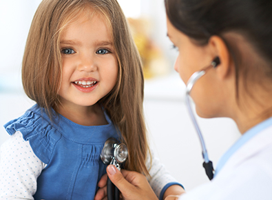 child getting check up